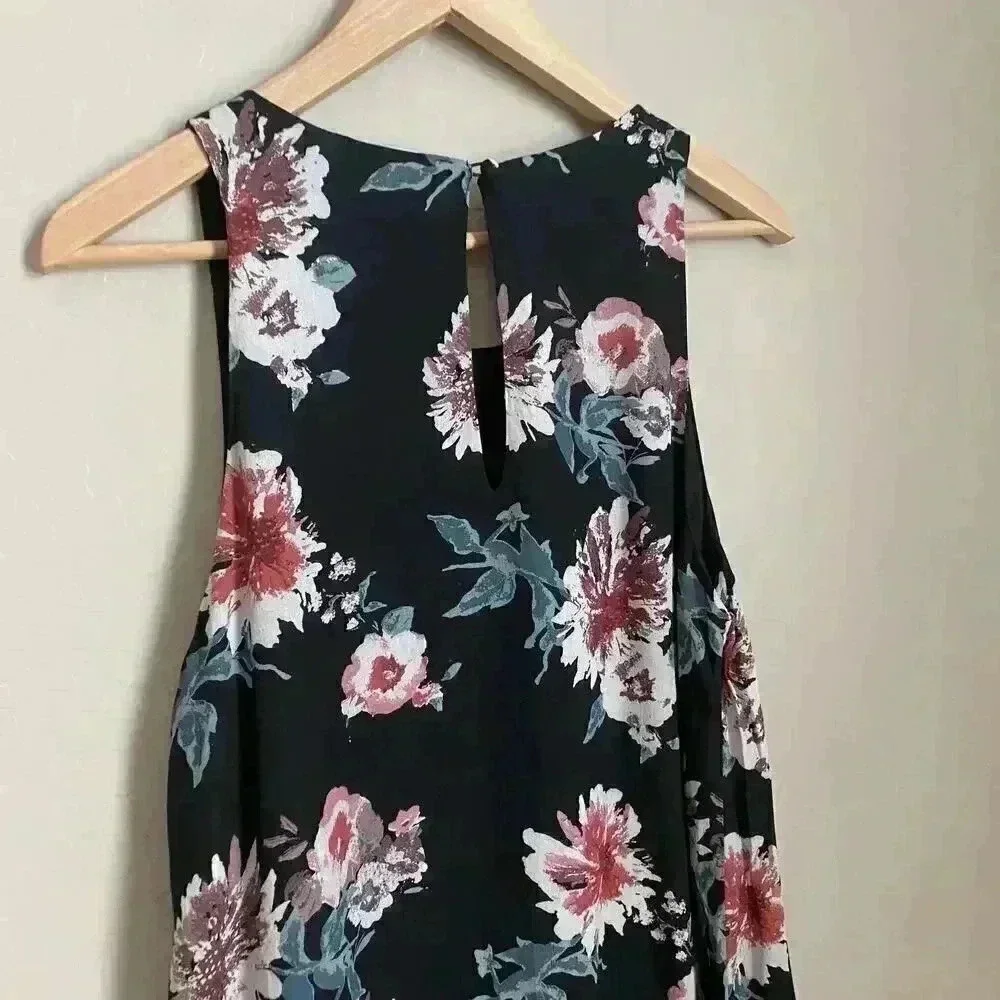 Lulus Walk This Sway Black Floral Swing‎ Dress